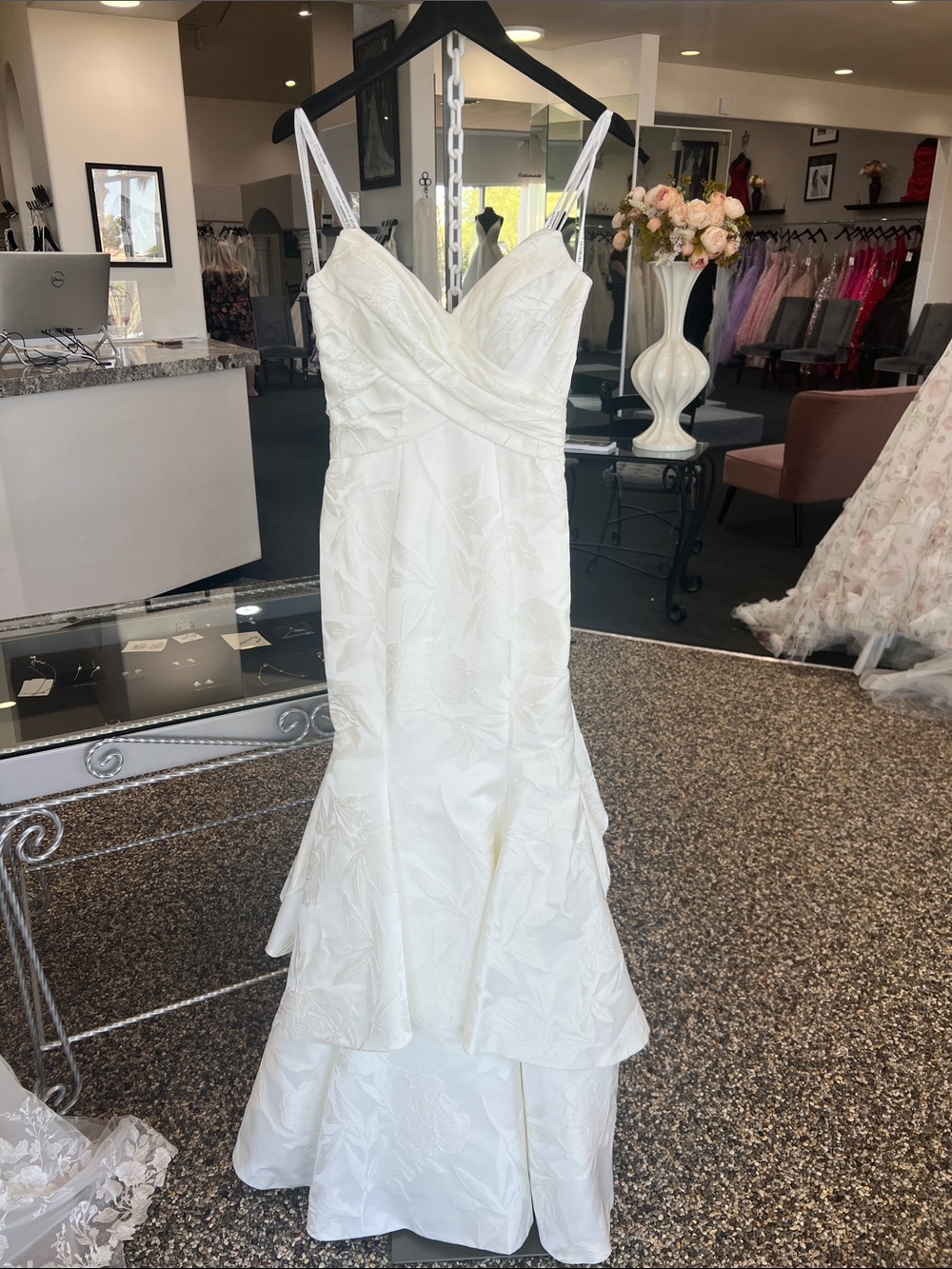 Floral textured mikado mermaid gown